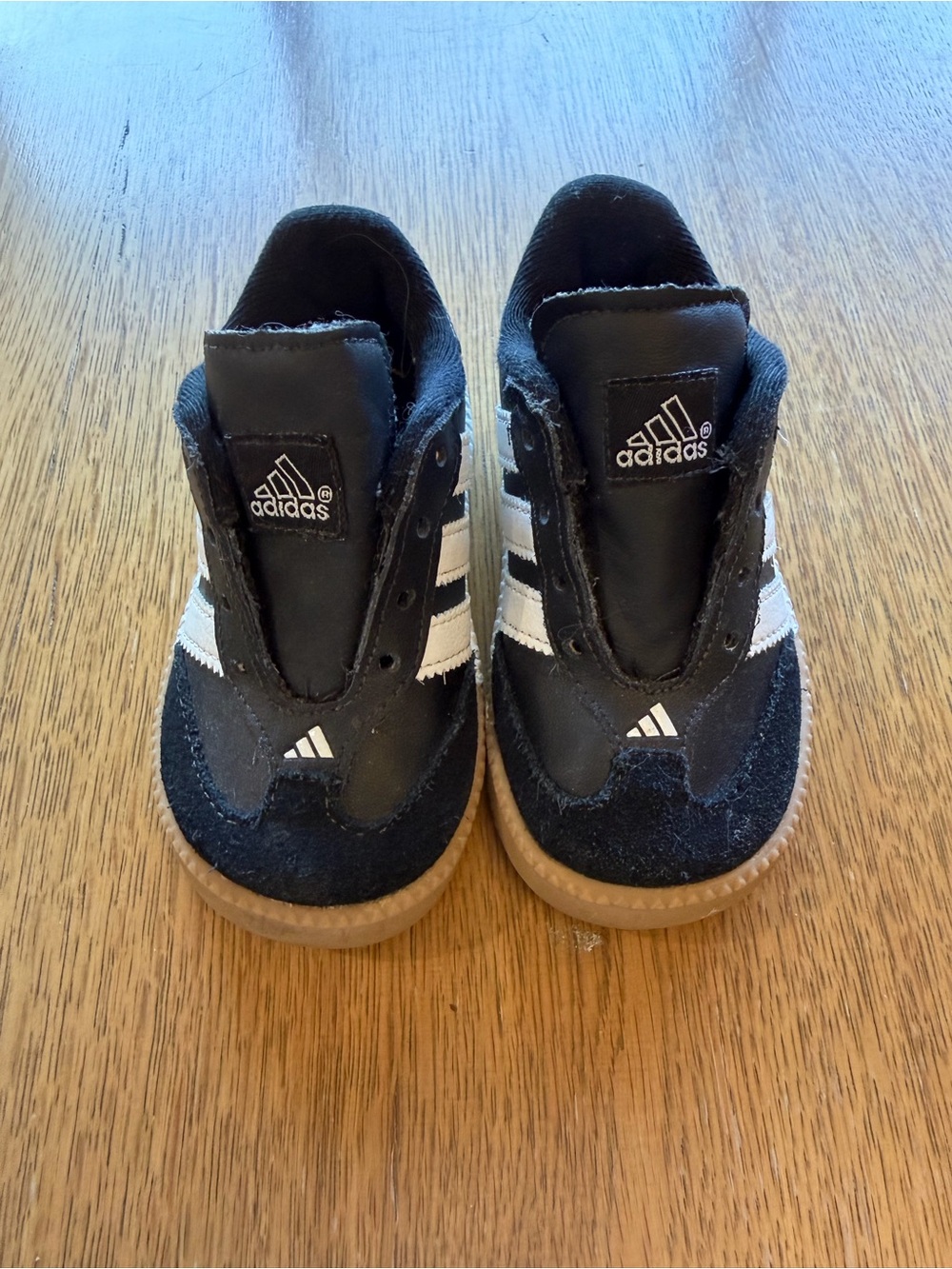 adidas Samba Kids Black and White Sneakers with Gum Sole